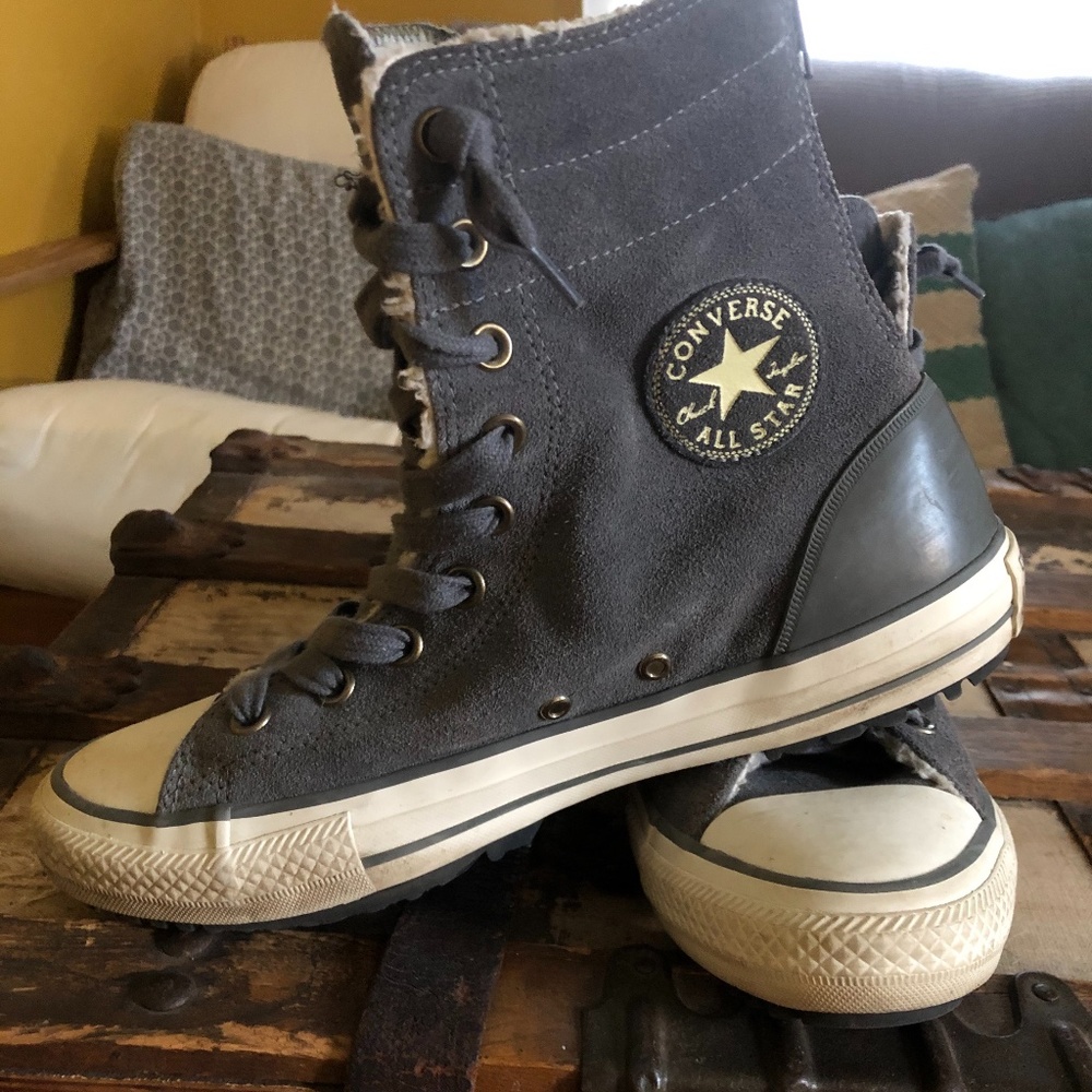 Fleece-Lined, Gray Suede Winter Chucks